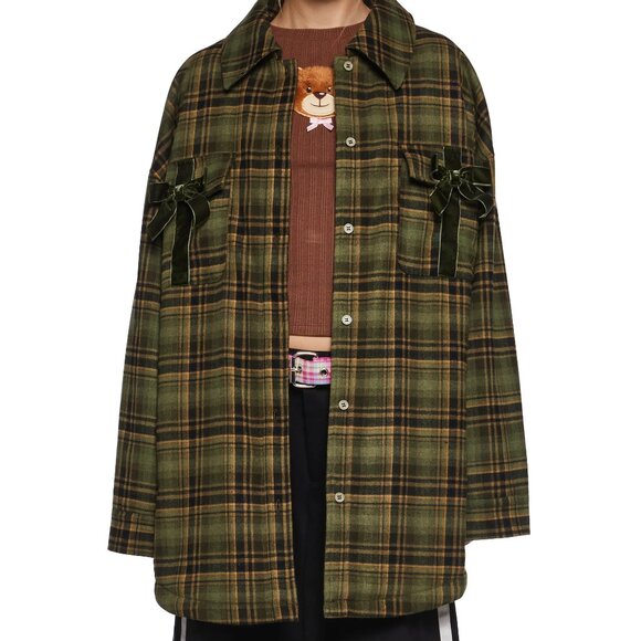 Dolls Kill Tops - ⭐️HOST PICK⭐️ Dolls Kill x dEliA*s olive plaid shacket ~ NWT